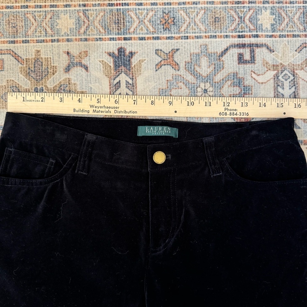 Lauren Ralph Lauren Black Velvet Straight Leg Dress Pants Women’s Size 8 Petite - Picture 8 of 10